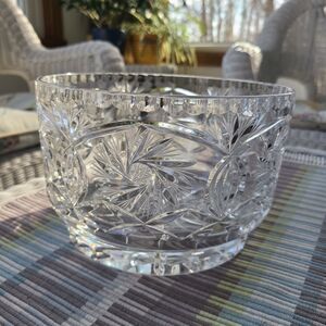 Crystal Clear Monica Pinwheel Elegant Cut Lead Crystal Bowl 8" Starburst Motif